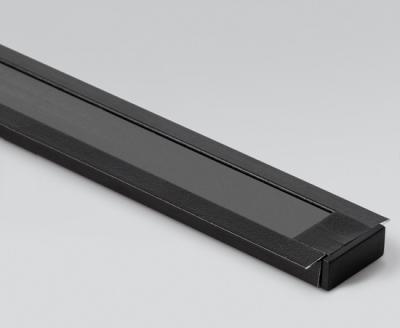 Встраиваемый алюминиевый профиль, ЧЁРНЫЙ анодированный с черным экраном, 2000х22х6мм для однорядной ленты (Viasvet арт. - SP251B2)