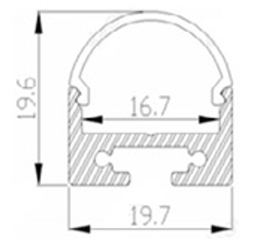 Подвесной алюминиевый профиль, Серебристый анодированный 2000х19,6х19,7мм (ViaSvet арт. - SP293)