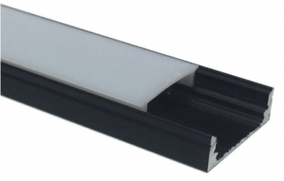 Накладной алюминиевый профиль, Чёрный анодированный 2000х15,2х6мм, с 4-мя клипсами (матовый экран) (Viasvet арт. - SP261B)