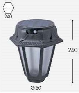 Уличный фонарь на столб FUMAGALLI ROSETTA чёрный, полупрозрачный, SOLAR LED, 4000К