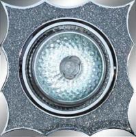 Светильник встраиваемый MR16 50Вт квадрат поворотный в центре, блестящее серебро/хром