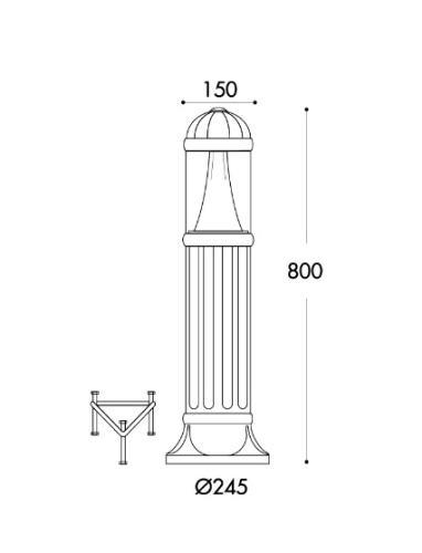 Светильник садово-парковый Fumagalli SAURO 800 Серый/Прозрачный с лампой GX53 10W LED-CCT