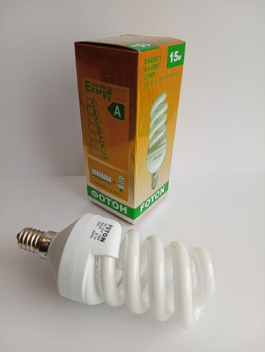 Лампа энергосберегающая Е14 220В/15Вт 6400К