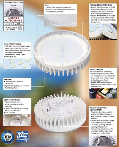 Лампа светодиодная GX53 220v/7w LED-CCT, 800Lm, 3000/4000/6500К